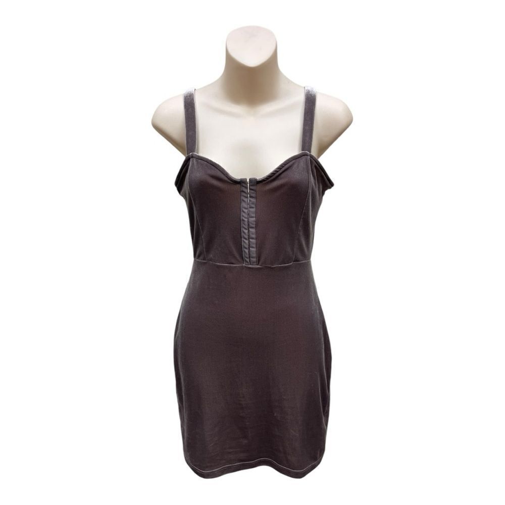 Divided Corset Bra Mauve Mini Velour Bodycon Dress Sz 6 Goth Feminine Sleeveless